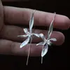 Novos brincos de pérola com orquídeas em estilo chinês, elegantes e refinados, com artesanato em pérolas e um design floral fresco.