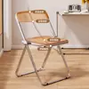 Silla plegable para dormitorio de estudiantes, silla de estudio para el hogar, silla de comedor, taburete portátil sencillo, silla de oficina con respaldo para computadora