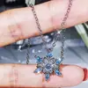 Conjunto de joias clássicas para casamento anel de floco de neve zircônia azul brincos de tarraxa femininos conjunto de anel de colar joias transfronteiriças europeias e americanas