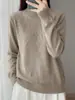 Top de punto para mujer Otoño/Invierno Cuello Medio Alto Tachonado con Pedrería Nuevo Estilo para Mujer Top Base Ropa Interior de Manga Larga para Mujer Coreano
