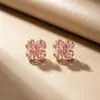 Collar Popular Transfronterizo de Trébol de Cuatro Hojas Incrustado de Diamantes para Mujer, Cadena de Clavícula Versátil de Lujo Ligero, Moda, Nuevo Estilo, No se Desvanece, Juego de Aretes