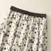 Falda de Algodón y Lino Estampada Estilo Retro Artístico Nueva Colección Verano 2026 Talla Grande con Cintura Elástica y Doble Capa en el Dobladillo Grande