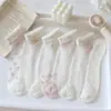 Calcetines para niñas estilo fino primavera y verano rosa conejito pequeño calcetines de cristal calcetines para niños malla transpirable calcetines cortos lindos
