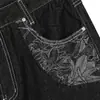 Vibe Marca Tendência Design Calça Jeans Wide-Leg Masculina Moda High Street Bolso de Personalidade Tridimensional Desconstruído Calça Solta