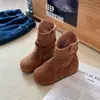 Botas de couro de cano médio para meninas, novo estilo outono/inverno 2026, botas infantis, antiderrapantes, forradas com fleece, estilosas e quentes