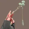 Horquilla de Borla con Hoja de Ginkgo de Imitación de Jade de Alto Grado Estilo Antiguo, Horquilla de Nuevo Estilo Chino, Adorno para el Cabello, Horquilla Hanfu para Mujeres