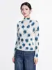 Top de capa base para mujer Miyake, de alta gama, corte ajustado, elástico, adelgazante, elegante, con estampado, jersey, camiseta de manga larga