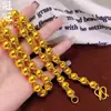 Colar Masculino de Contas Sólidas Redondas Banhado a Ouro Latão, Colar Masculino de Contas Ocas de Parede Fina, Arrojado, Polido, Ouro de Areia Vietnamita com Alta Retenção de Cor