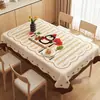 Toalha de Mesa Desenho Animado, Sem Lavagem, Impermeável, À Prova de Óleo, Resistente ao Calor, Estilo Dopamina Creme, Toalha de Mesa Retangular, Protetor de Mesa, Chá