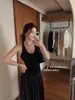 Han She camiseta interior básica Y-shaped espalda hermosa copa integrada para mujer, cómoda, oculta los laterales del busto, top camisola de espalda hermosa, negro