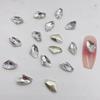 Nuevos Pedrería para Uñas con Base Puntiaguda Super Brillantes Corazones Blancos Transparentes Lágrimas Pedrería Irregular 3D Joyería para Uñas al por Mayor