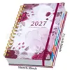 Agenda en espiral 2027 en inglés, un artículo popular en Temu, exclusivamente para ventas transfronterizas, libro de planificación de tiempo de cuaderno A5