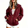 Cárdigan Sudadera con Capucha de Forro Polar Color Sólido con Cremallera Camisa Top Deportivo para Otoño e Invierno del Sitio Independiente de Amazon Transfronterizo