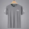 Camiseta de Malla Hielo Seda Hombre Cuello Redondo Secado Rápido Manga Corta Delgada Transpirable Media Manga Talla Grande Superior Hombre Deportivo Holgado Moderno