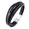 Joia nova de 2020 pulseira masculina de couro trançado com corda de couro de boi fivela magnética de liga de alta qualidade pulseira de couro venda quente transfronteiriça