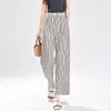 Pantalones de pierna ancha a rayas nuevos de verano para mujer, cintura alta, pantalones rectos adelgazantes, pantalones largos casuales, pantalones rectos