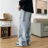 Fornecidas diretamente pelo fabricante, estas calças de moletom masculinas estilo americano com cordão reto para outono e inverno apresentam um design moderno e da moda, com corte solto e perna larga de tamanho grande.