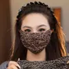 Moda de Verano Tendencia para Mujer Encaje Amigable con la Piel Transpirable Lavable Malla Protección Ocular Alto Aspecto Estampado de Leopardo Mascarilla