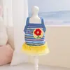 Primavera e verão cão clássico estilo hong kong denim vestido gato duas pernas alça saia urso de pelúcia roupas para cães de estimação