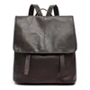 Mochila Vertical Série Mensageiro de Couro Genuíno de Outono, Couro Curtido Vegetal, Grande Capacidade, Mochila Casual Unissex para o Trabalho