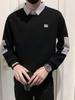 Sudadera de Moda de Dos Piezas para Hombre, Nuevo Modelo Otoño e Invierno 2026 con Cuello de Camisa Rayado, Forro Polar