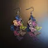 Estilo Retro ArtísticoAlegre Gracioso Brincos de Tarraxa com Flor Pintada Retro Temperamento Artístico Fashion
