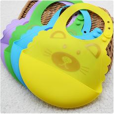 Babero de silicona para bebé, nuevo, con bolsillo para comida, suave, tridimensional, impermeable, para madre y bebé, venta al por mayor