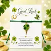 Calle. Pulsera de la Suerte para el Día de San Patricio Trébol de Cuatro Hojas Colgante de Aleación de Buena Suerte Pulsera Ajustable