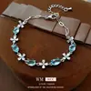 Pulsera Flor Ovalada con Circonita Micropavimentada, Pulsera de Nicho Estilo Palacio de Lujo Ligero, Pulsera de Moda Versátil de Gama Alta para Mujeres