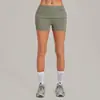 Pantalones Cortos de Yoga Secado Rápido Ajustados con Cintura Fruncida Levantacola Otoño Sha con Pliegues Invisibles para Mujer, Shorts Deportivos para Fitness Running 8402