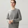 Otoño e Invierno Nueva Camiseta Base de Punto de Cachemira Moda Suave Cómoda Color Sólido Cuello Redondo Manga Larga Sencilla Temperamento Femenino
