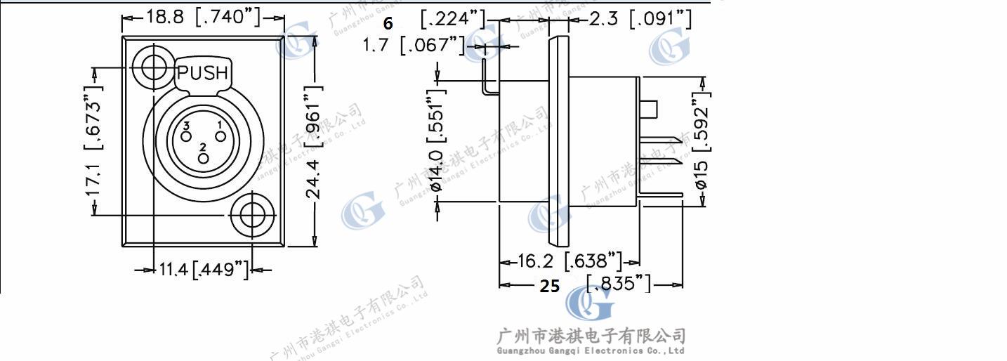 迷你卡龙插座3针