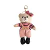 Colgante de Oso de Peluche con Lazo y Piernas Largas, Mono con Camiseta Rayada, Llavero de Oso de Piernas Largas, Encanto para Bolso para Mujeres