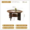 Mesa Redonda de Madera Maciza Vintage Francesa Mesa de Café de Doble Capa Antigua para Sala de Estar Combinación de Mesa Auxiliar Mesa de Té Pequeña de Diseñador