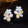 Pendientes de Diseñador de Lujo Ligero, Aretes de Flor Dulce y Coloridos para Mujer, Artesanía Pesada con Circonita y Retención de Color por Goteo de Aceite, Pendientes al por Mayor