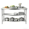Envío gratis desmontaje doble capa acero inoxidable banco de trabajo hotel cocina mesa de operación mesa de trabajo mesa de carga mesa de empaque