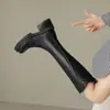 Botas de Equitação de Couro Macio com Salto Médio Robusto e Zíper nas Costas para Mulheres, Cano Alto, Outono/Inverno 2026, Forradas com Lã, Versáteis, Altura até o Joelho