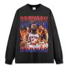 Camiseta Manga Curta Estampada Brunson JB Retro Americana Tendência Transfronteiriça Lavada Velha Manga Longa Solta Moletom com Capuz para Homens