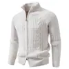 Cárdigan de punto con cremallera y cuello alto estilo americano para hombre, suéter grueso de punto trenzado retro con mangas raglán de ajuste holgado para otoño/invierno