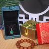Caja de Joyería para Pulsera y Collar, Caja de Empaque de Joyería con Hebilla de Tendencia Nacional Retro, Brocado, Caja de Cuentas de Buda y Jade Hetian