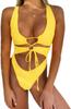 Traje de baño sexy de una pieza con corte cruzado, de nailon, estilo europeo y americano, para mujer, con cordones en la espalda, sin espalda, corte alto, que expone el abdomen