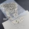 Manicura mini plana diamante blanco con forma especial tamaño pequeño celebridad de internet mismo estilo transparente diamante cuadrado gota de agua amor rectangular