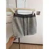 Falda Versátil de Verano Línea A Adelgazante Ceñida a las Caderas Falda Corta Retro Chica Caliente Rayada con Cordón Falda de Cintura Alta para Mujer