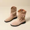 Botas cortas de mujer estilo Martin, forradas de polar, cálidas, nuevo estilo otoño/invierno 2026, talla pequeña, con diseño texturizado de tacón apilado, botas de algodón de caña media con suela gruesa