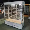 Vitrina para pan blanco, vitrina para pasteles de cumpleaños, vitrina de muestras personalizada, vitrina dorada, vitrina de hierro forjado y madera maciza