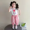 Traje de Manga Corta para Niña Ropa de Verano 2026 Nuevo Estilo Moda Ropa Casual para Niños Conjunto de Dos Piezas para Bebé Niña Estilo Coreano de Verano