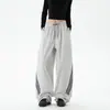Pantalones casuales a rayas estilo americano para primavera y otoño, unisex, estilo workwear, pierna recta, corte holgado, pierna ancha, adecuados para deportes, baile y ejercicio