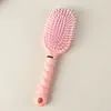 Escova Almofadada com Cabo Espiral Colorido Macaron Pente de Massagem com Almofada de Ar Estilo Girly Antiestático Suaviza o Cabelo Pente de Cabeleireiro para Casa