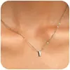 Collar Transfronterizo Amazon Nuevo Simple Perforado 26 Iniciales Collar con Colgante Pequeño Cadena para Clavícula de Mujer Joyería