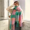 Bufanda Arcoíris para Mujer, Chal de Invierno, Cuadros Coloridos, Cálida y Gruesa, Moderna, Linda, Versátil para Niñas y Estudiantes